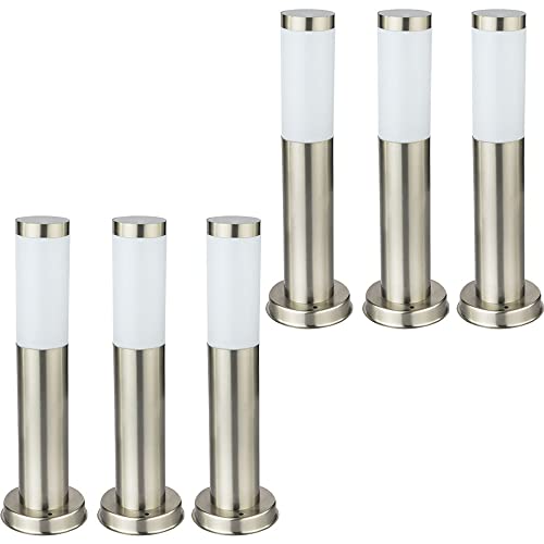 etc-shop 6er Set LED Außen Steh Lampen Hof Einfahrt Beleuchtung Edelstahl Garten Weg Stand Leuchten silber von etc-shop