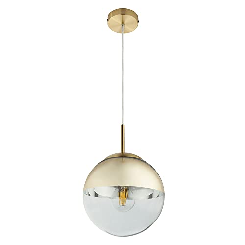 etc-shop Decken Pendel Glas-Kugel Hänge Lampe 20cm Durchmesser Design Leuchte Beleuchtung Gold von etc-shop