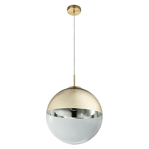 etc-shop Decken Pendel Glas-Kugel Hänge Lampe 33cm Durchmesser Design Leuchte Beleuchtung Gold von etc-shop