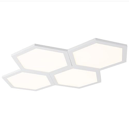 etc-shop Deckenlampe LED modern Design Deckenleuchte Wohnzimmer, Sechseck Waben, weiß, 48W 2920lm warmweiß, L 75 cm von etc-shop