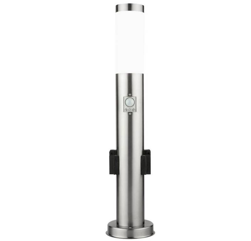 GLOBO LIGHTING LED Außen-Stehlampe, LED Sockel Leuchte Edelstahl Steckdosen Garten Außen Wege Steh Lampe von etc-shop