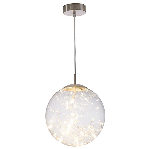 etc-shop Hängeleuchte Pendellampe Leuchte kugelleuchte Esszimmerlampe, Wohnzimmer, Metall Chrom Glas klar, 1x LED 10W 800Lm 3000K, DxH 25x150cm von etc-shop