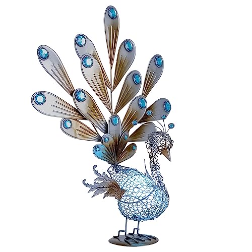 etc-shop LED Solar Pfau Gartendeko Figur Solarleuchte Dekorsteine Höhe 60 cm von etc-shop