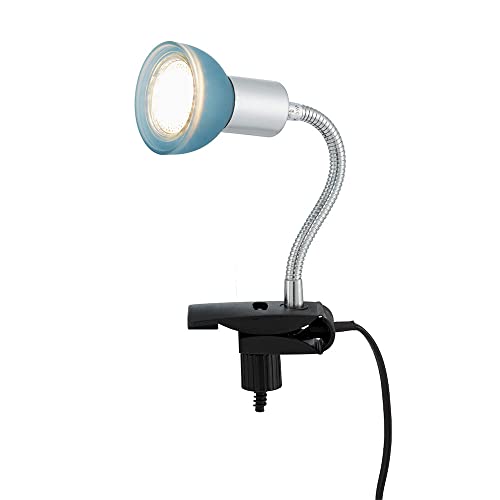 Leselampe Bett Klemme Klemmlampe LED mit Stecker Bettlampe Klemmleuchte warmes Licht, Flexo-Arm, Glas, 1x LED 3W 250Lm warmweiß, LxBxH 9x6,1x34 cm von etc-shop