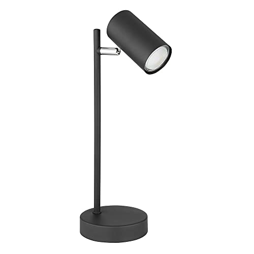 Schreibtischlampe verstellbar Nachttischlampe Leseleuchte Leselampe schwarz Tisch, verchromt, Metall, 1x GU10 Fassung, DxH 12x35 cm von etc-shop