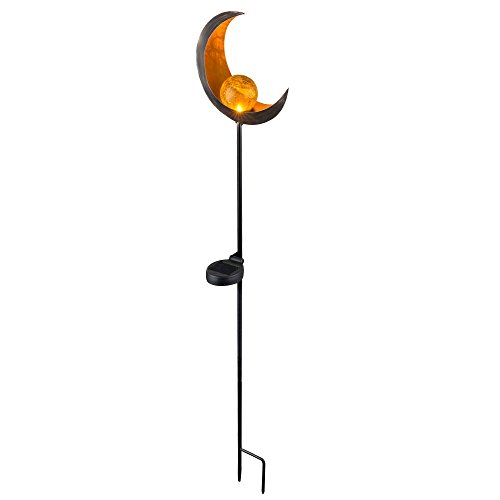 etc-shop Solar LED Erdspieß Leuchte MOND Design Crackle Glas Kugel Außen Beleuchtung Terrassen Garten Hof Steck Lampe bronze von etc-shop