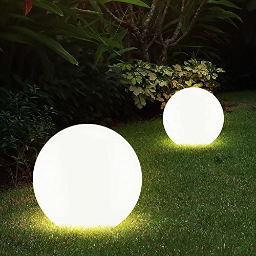 etc-shop Solarleuchte Kugel Garten LED Gartendeko Solarkugel für Außen 20 cm Kugelleuchte Solar, Leuchtdauer ca. 6-8 Stunden, H 62 cm, 2er Set von etc-shop