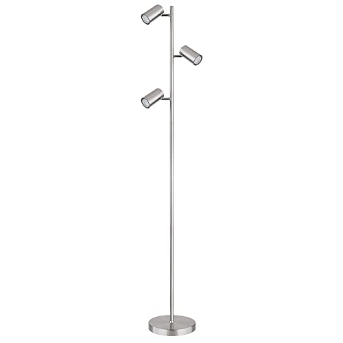 etc-shop Stehlampe Standleuchte 3 Leuchten schwenkbare Stehlampe Stehleuchte Wohnzimmer Modern silber, 3 Flammig, Metall, 3x GU10, LxBxH 25x23x154 cm von etc-shop