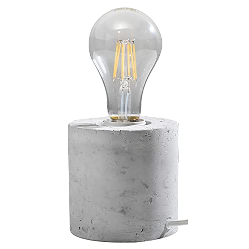 etc-shop Tischleuchte Beton E27 Nachttischleuchte Betonlampe Tischlampe, grau ohne Lampenschirm, DxH 10x10 cm von etc-shop
