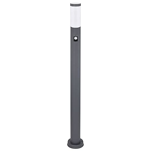 etc-shop Wegeleuchte Bewegungsmelder Pollerleuchte außen Gartenlampen anthrazit LED Standleuchte Terrasse Balkon, Edelstahl, 6W 806lm warmweiß, DxH 12,7x110cm von etc-shop