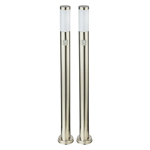 etc-shop 2er Set Außen Steh Leuchten Edelstahl Design Garten Weg Beleuchtung Lampen Bewegungsmelder von etc-shop