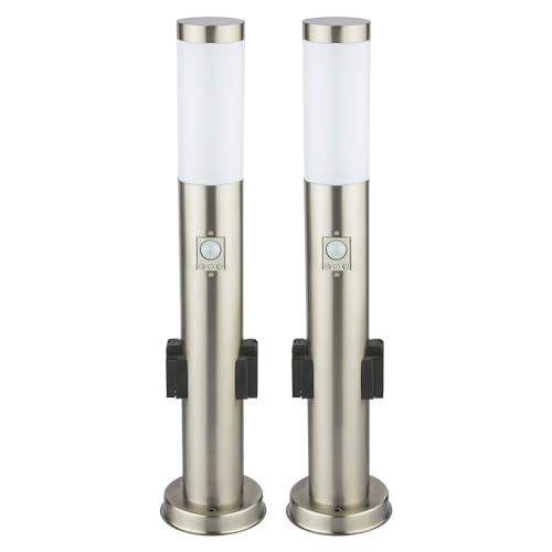 etc-shop 2er Set Edelstahl Steh Lampe Außen Steckdosen Bewegungsmelder Garten Wege Stand Leuchte silber etc-shop 2er Set Edelstahl Steh Lampe Außen Steckdosen Bewegungsmelder Garten Wege Stand Leuchte silber von etc-shop