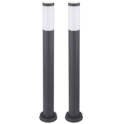 etc-shop 2er Set Edelstahl Steh Lampe Garten Weg Beleuchtung Außen Stand Leuchte ANTHRAZIT im Set inkl. LED Leuchtmittel von etc-shop