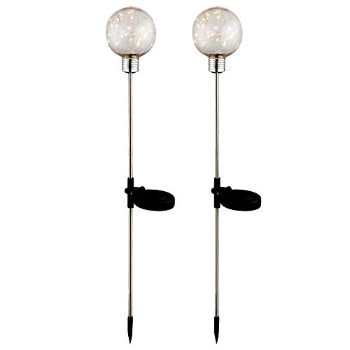 etc-shop 2er Set LED Solar Kugel Außen Steck Lampen Lichterkette Garten Außen Deko Terrassen Erdspieß Leuchten von etc-shop