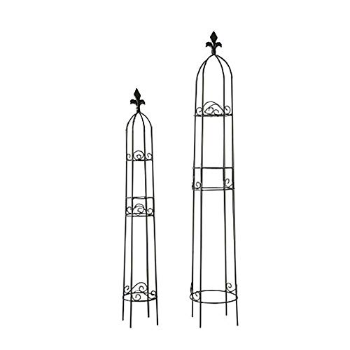 etc-shop 2er Set Rank Gitter Hilfen Garten Obelisk Rosen Turm Säule Terrasse Außen Spalier Eisen schwarz von etc-shop