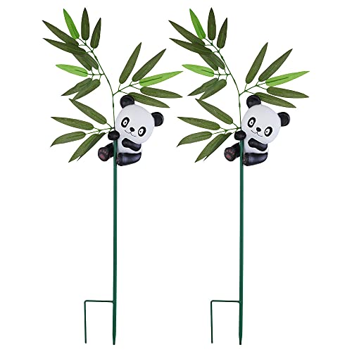 etc-shop Außen Solarleuchte Panda Dekoleuchte Solarlampe Aussen Außenleuchte Steckleuchte Tierfigur, Akku, 1x LED warmweiß, H 70 cm, 2er Set von etc-shop