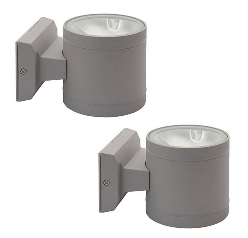 etc-shop Außen-Wandleuchte, Leuchtmittel nicht inklusive, Außenwandlampe Haustürlampe Fassadenleuchte grau Up Down H 9,5 cm 2x von etc-shop
