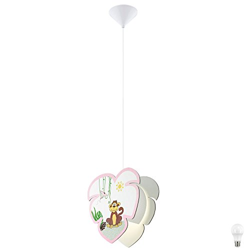 etc-shop Decken Pendel Leuchte Mädchen Kinder Zimmer Affen Motiv Hänge Lampe im Set inkl. LED Leuchtmittel von etc-shop