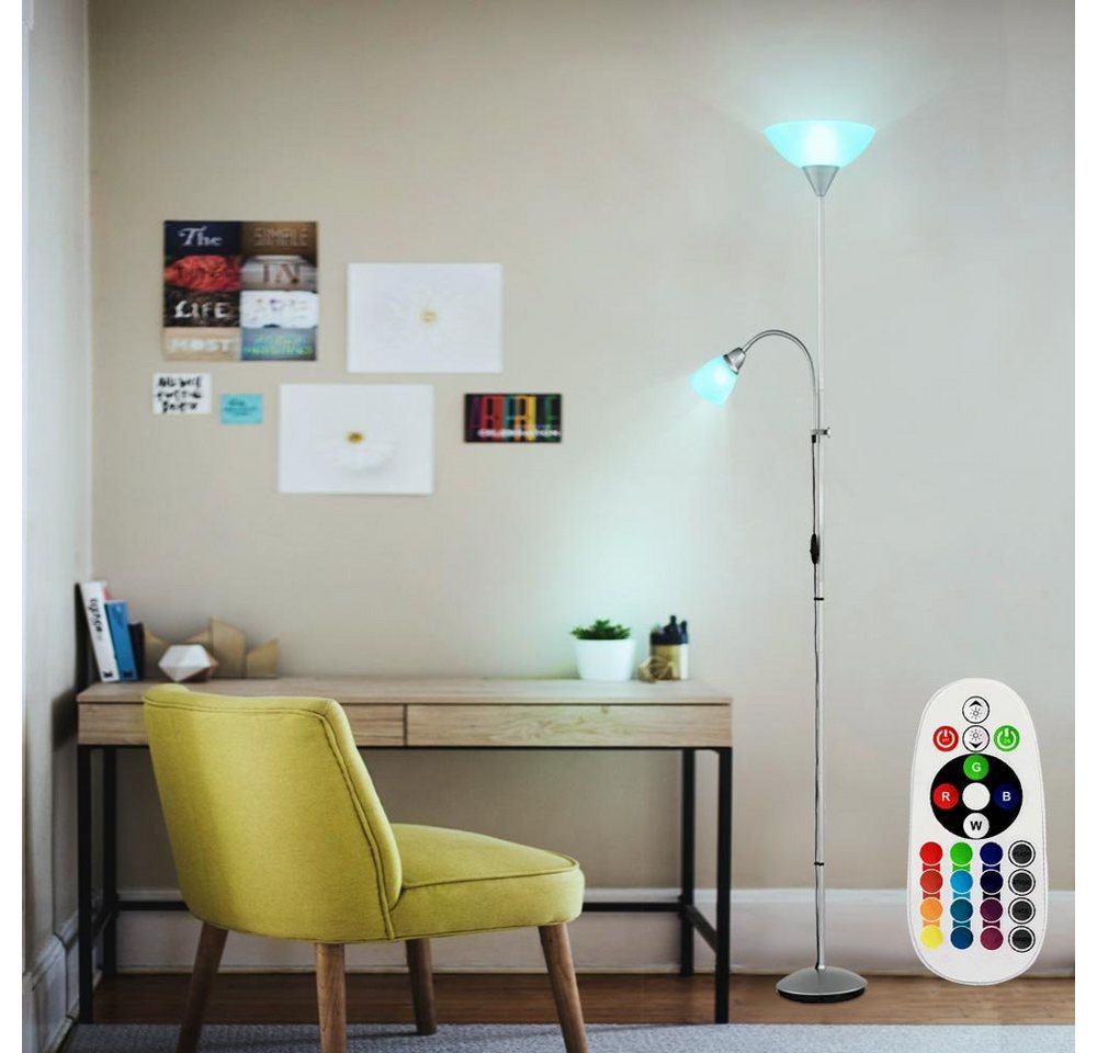 etc-shop LED Stehlampe, Leuchtmittel inklusive, Warmweiß, Farbwechsel, Steh Leuchte Wohn Zimmer Decken Fluter schaltbar Flexo von etc-shop