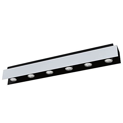 etc-shop Deckenlampe 6 Flammig Deckenstrahler schwarz weiß Dimmbar RGB LED Deckenleuchte mit Farbwechsel, mit Fernbedienung, schwarz weiß Stahl, 6x3,5W 6x320lm 3000K, L 83 cm von etc-shop