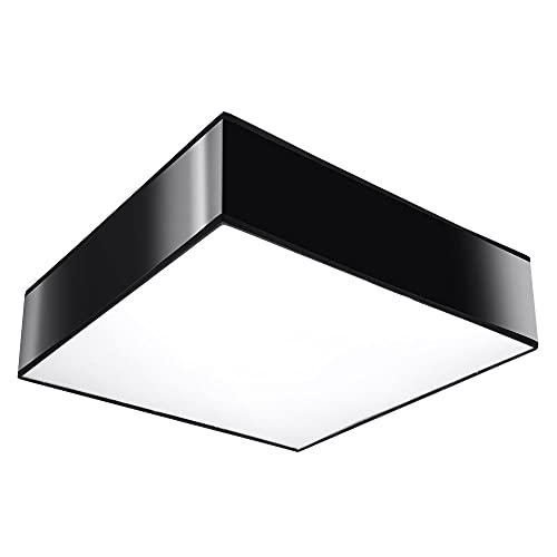 etc-shop Deckenlampe Eckig schwarz Deckenleuchte quadratisch Deckenleuchte Quadrat, PVC Stahl, 2x E27, LxBxH 35 x 35 x 12 cm, Wohnzimmer von etc-shop