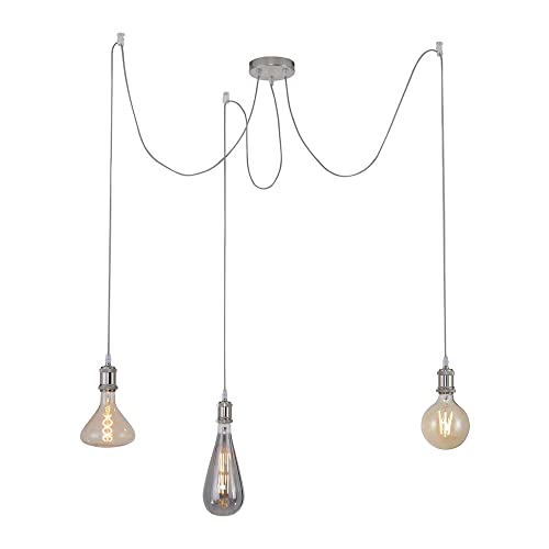 etc-shop Deckenlampe Pendelleuchte Retro Hängelampen Wohnbereich Modern höhenverstellbar Hängeleuchte 3 Flammig Industrial, Metall, 3x E27, H 300 cm von etc-shop