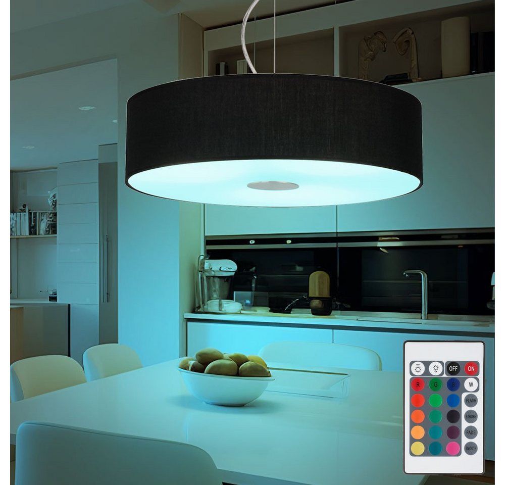 etc-shop LED Pendelleuchte, Leuchtmittel inklusive, Warmweiß, Farbwechsel, Hängeleuchte Esstisch Pendelleuchte schwarz rund von etc-shop