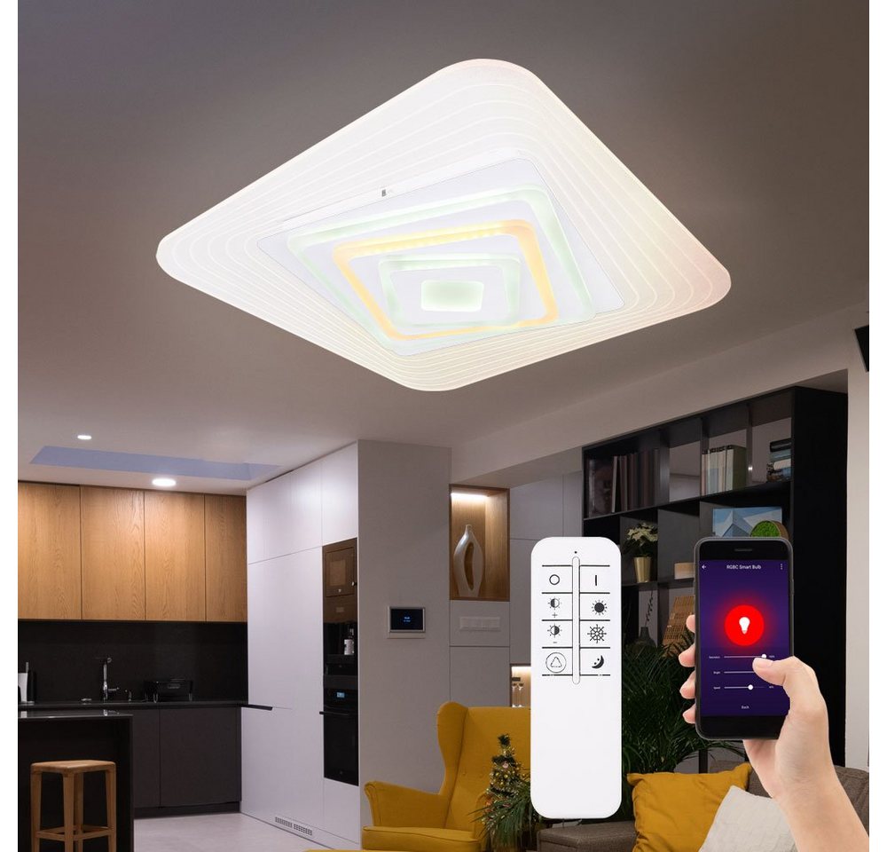 etc-shop LED Deckenleuchte, Leuchtmittel inklusive, Kaltweiß, Warmweiß, Neutralweiß, Tageslichtweiß, Alexa Deckenlampe Smart Deckenleuchte Sprachsteuerung LED von etc-shop