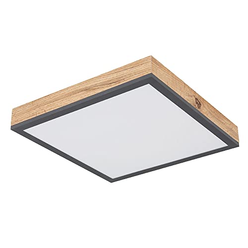 etc-shop Deckenleuchte Designleuchte Deckenlampe Wohnzimmerleuchte Küche, Holzoptik weiß opal graphit, 1x LED 12 Watt 750 Lumen warmweiß, HxLxB 6x30x30 cm von etc-shop