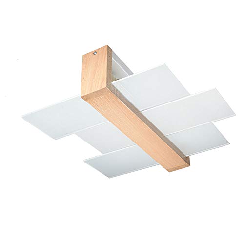 etc-shop Deckenleuchte Holz LED Wohnzimmerlampe Eiche Deckenlampen Wohnzimmer Modern, mit weißem Glasschirm, 2x 11 Watt LED 1055 Lumen warmweiß, L 43 cm von etc-shop