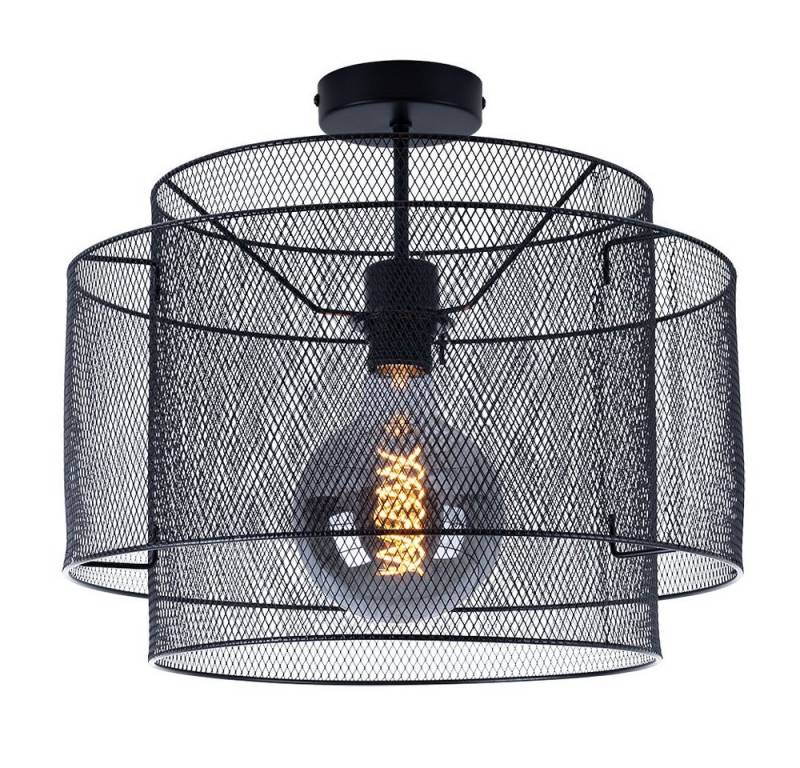 etc-shop Deckenleuchte, Leuchtmittel nicht inklusive, Deckenleuchte Metall Deckenlampe schwarz rund Esszimmer Käfig Lampe von etc-shop