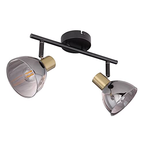 etc-shop Deckenstrahler 2 flammig Deckenlampe Retro schwarz Deckenleuchte Esszimmer mit schwenkbaren Spots, schwarz messing, Glas rauch, LxBxH 30x11x17,5 cm etc-shop Deckenstrahler 2 flammig Deckenlampe Retro schwarz Deckenleuchte Esszimmer mit schwenkbaren Spots, schwarz messing, Glas rauch, LxBxH 30x11x17,5 cm von etc-shop