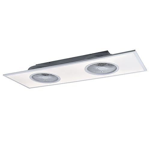 etc-shop Deckenventilator mit Beleuchtung Fernbedienung Deckenlampe 2 Ventilatoren Schlafzimmer dimmbar CCT, 1x LED 24W warmweiß-kaltweiß, LxBxH 120x40x12,5 cm von etc-shop