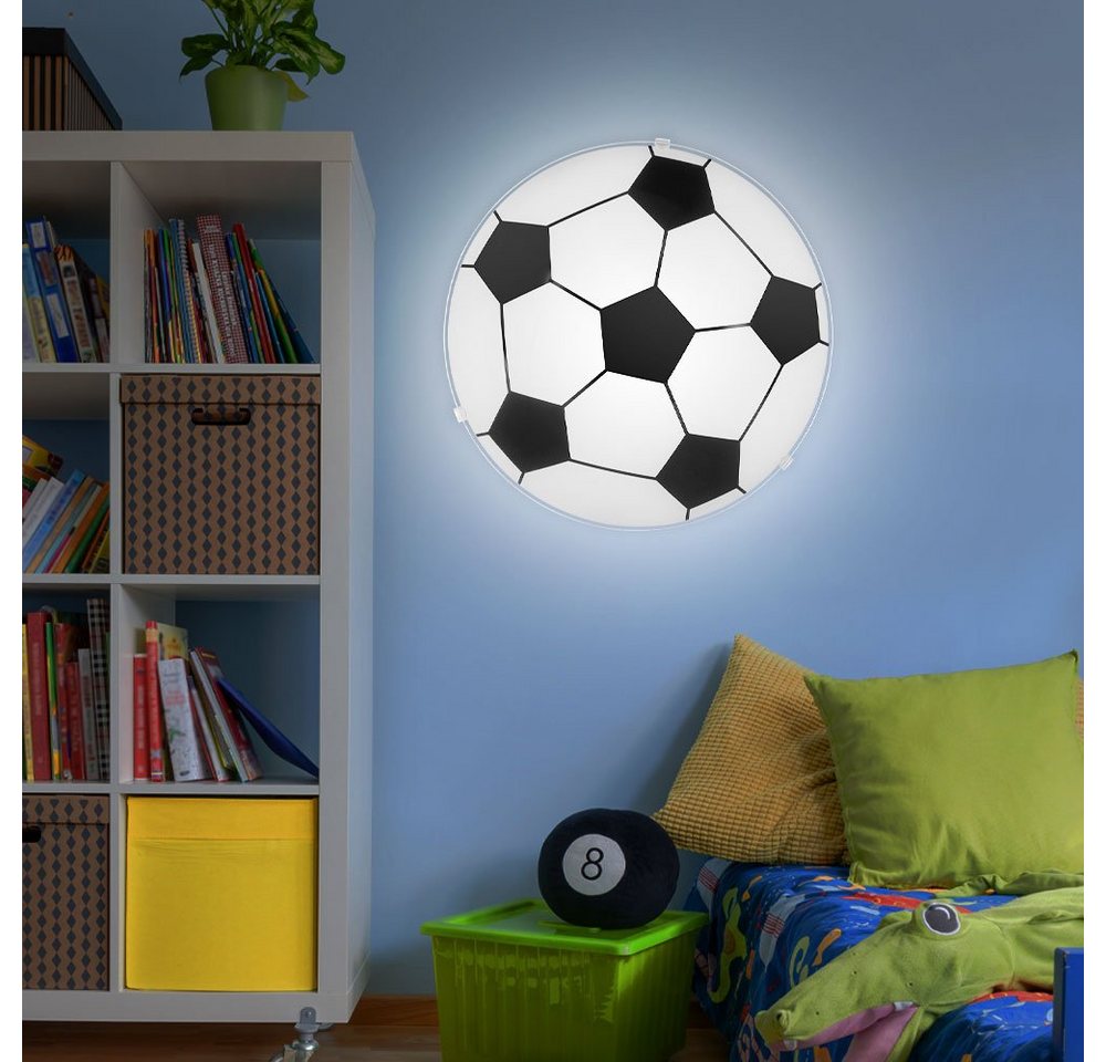 etc-shop Dekolicht, Leuchtmittel inklusive, Warmweiß, Fußball Decken Lampe Kinder Spiel Zimmer Glas Wand von etc-shop