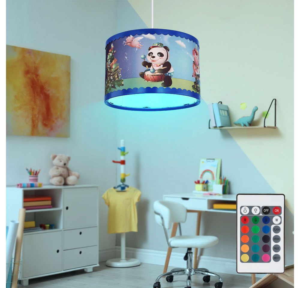 etc-shop LED Pendelleuchte, Leuchtmittel inklusive, Warmweiß, Farbwechsel, Kinder Zimmer Decken Lampe dimmbar Tier Fernbedienung Hänge von etc-shop