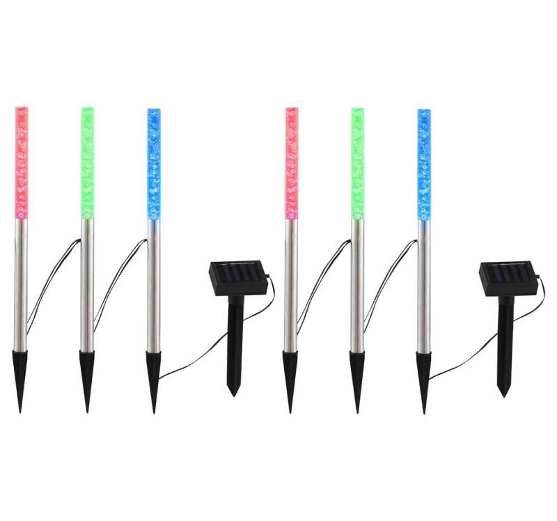 etc-shop LED Solarleuchte, LED-Leuchtmittel fest verbaut, Farbwechsel, LED 6er Set Außen Solar Leuchten IP44 Farbwechsler bunt Terrasse von etc-shop