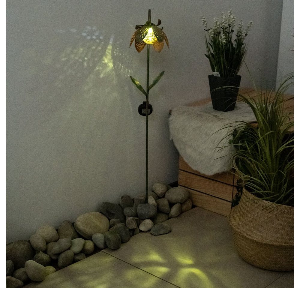 etc-shop LED Solarleuchte, LED-Leuchtmittel fest verbaut, Kaltweiß, LED Außen Solar Steck Leuchte Blume Crackle-Glas Kugel Lampe von etc-shop