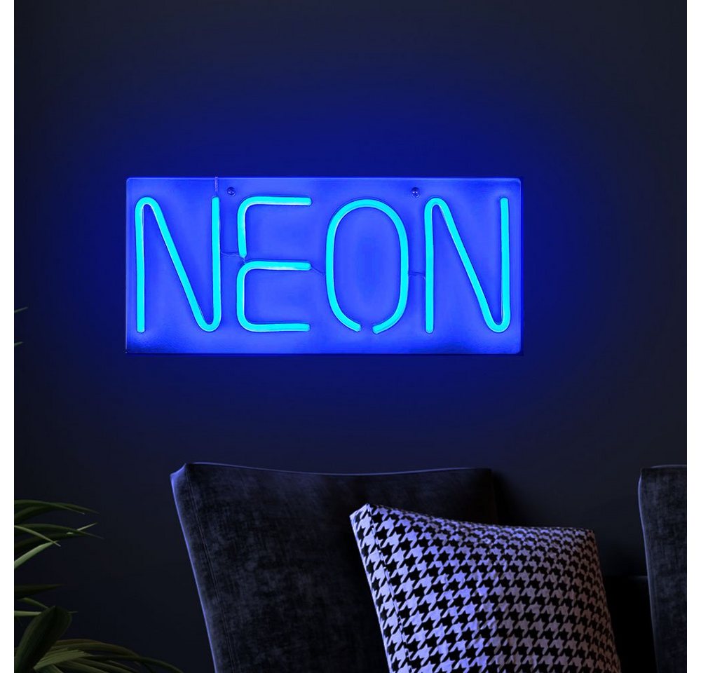 etc-shop Dekolicht, LED-Leuchtmittel fest verbaut, Blau, LED Wand Lampe Dekoration Neon Licht Schild Wohn Zimmer Party von etc-shop