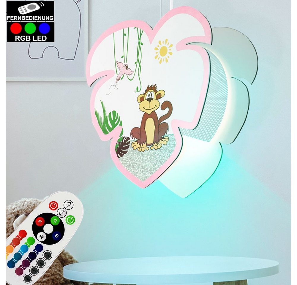 etc-shop Dekolicht, RGB LED Smart Home Pendel Lampe Kinder Zimmer Affen Motiv Alexa von etc-shop