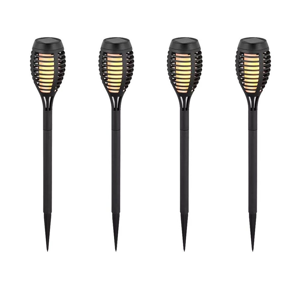 V-TAC LED Gartenfackel, LED-Leuchtmittel fest verbaut, Warmweiß, 4x Solar Flammen Fackeln Gartenleuchte Solarlicht im Freien von V-TAC