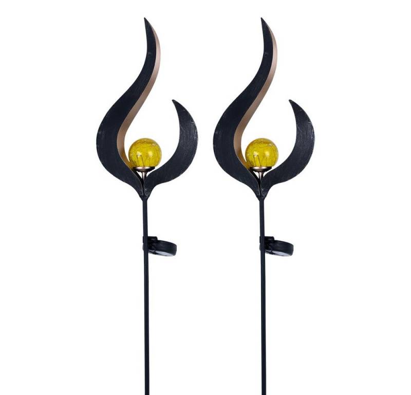 etc-shop LED Solarleuchte, LED-Leuchtmittel fest verbaut, Solarleuchte Flamme Garten Solarstab für Außen Solar Garten Deko für von etc-shop
