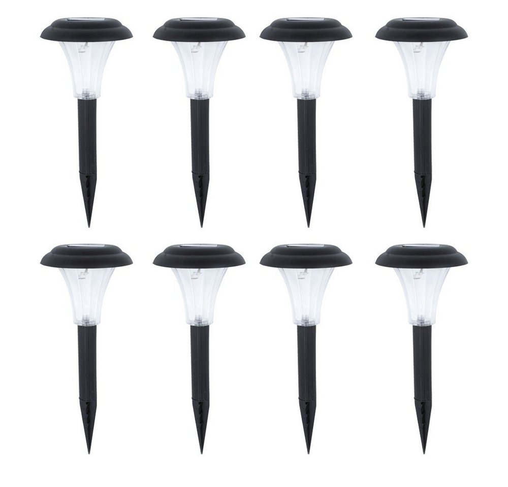 etc-shop LED Gartenleuchte, LED-Leuchtmittel fest verbaut, 8er Set LED Solar Steck Lampen Außen Leuchten Garten Beleuchtungen von etc-shop