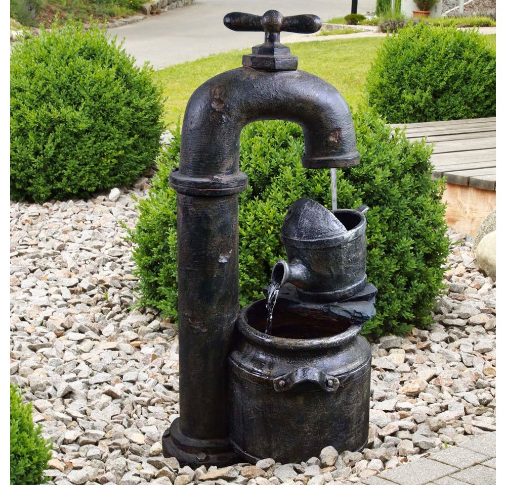 etc-shop Gartenbrunnen, Außen Spring Brunnen Kaskade Kupfer Antik Optik Terrassen Pumpe Kanne von etc-shop