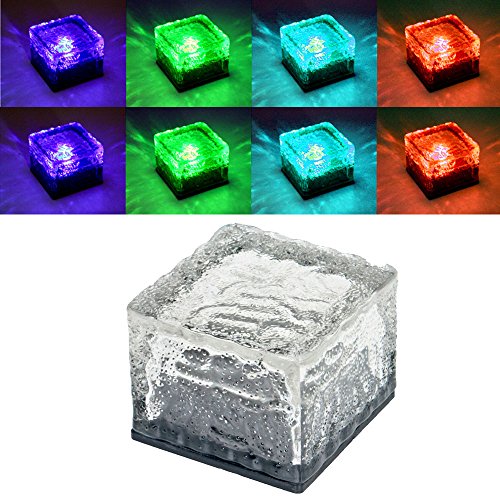 etc-shop Gartendeko RGB LED Solarlampe mit Farbwechsel Gartenlampe Dekoleuchte im Eiswürfel Design, LxH 7x5,4 cm, 8er Set von etc-shop
