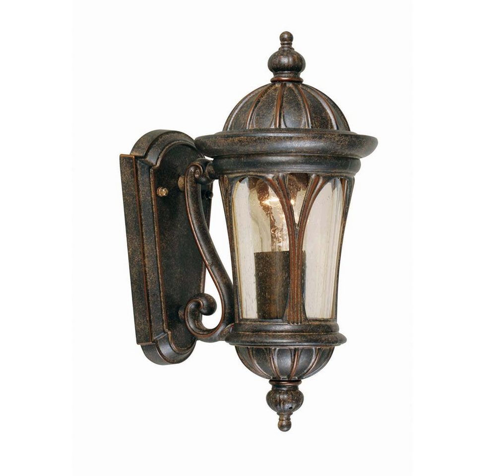 etc-shop Außen-Wandleuchte, Leuchtmittel nicht inklusive, Außenleuchte Wandlampe Laterne ALU-Druckguss Bronze H 35 cm 1 Flammig von etc-shop