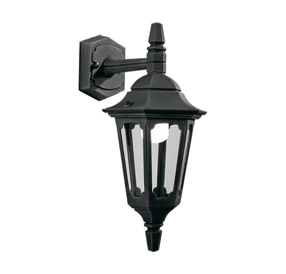 etc-shop Außen-Wandleuchte, Leuchtmittel nicht inklusive, Außenleuchte Wandlampe Laterne ALU-Druckguss Glas H 39 cm Schwarz IP44 von etc-shop