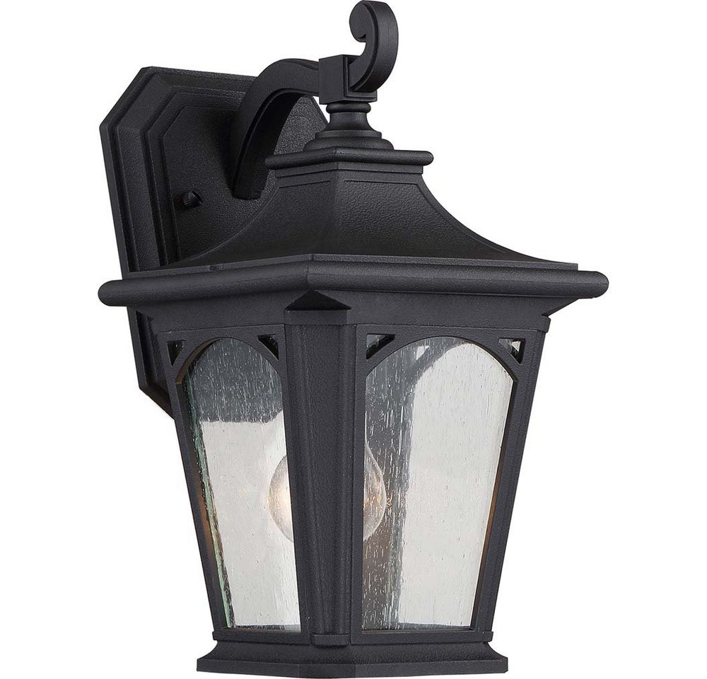 etc-shop Außen-Wandleuchte, Leuchtmittel nicht inklusive, Außenleuchte Wandlampe Laterne H 32,2 cm Schwarz 1 Flammig IP44 von etc-shop