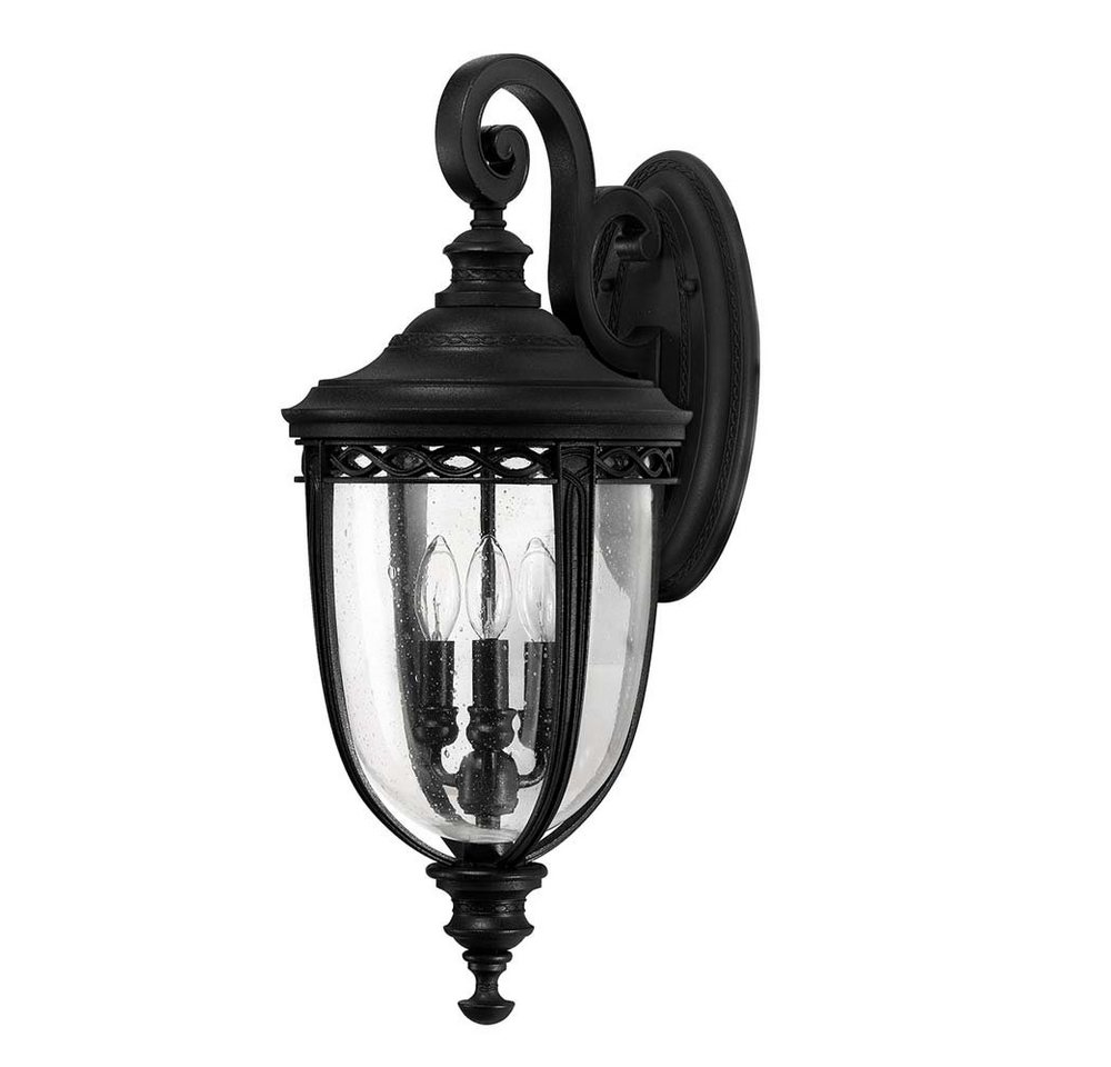 etc-shop Außen-Wandleuchte, Leuchtmittel nicht inklusive, Außenleuchte Wandlampe Stahl Glas Schwarz Gartenlampe Antik 3 von etc-shop