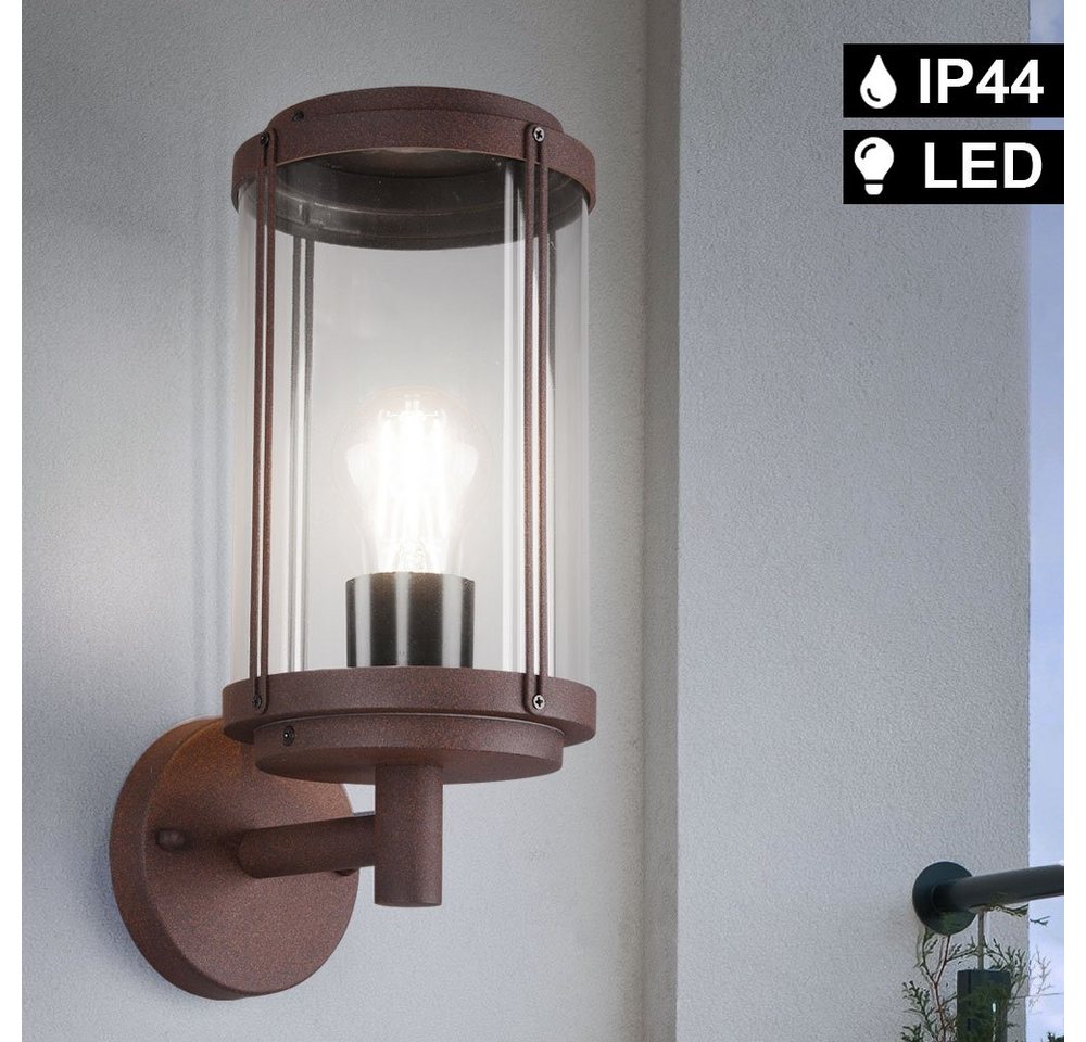 etc-shop Außen-Wandleuchte, Leuchtmittel inklusive, Warmweiß, Design Außen Wand Lampe ALU Laterne Terrassen Grundstück Strahler von etc-shop