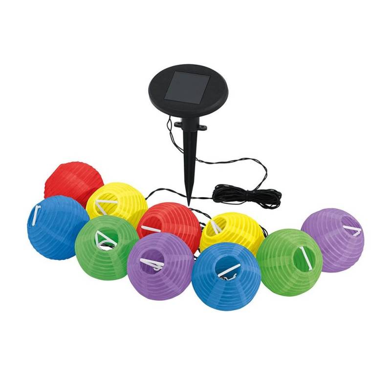 etc-shop Gartenleuchte, LED-Leuchtmittel fest verbaut, Warmweiß, Lichterkette Solarlampe LED Solarleuchte Erdspieß 10x Lampions von etc-shop